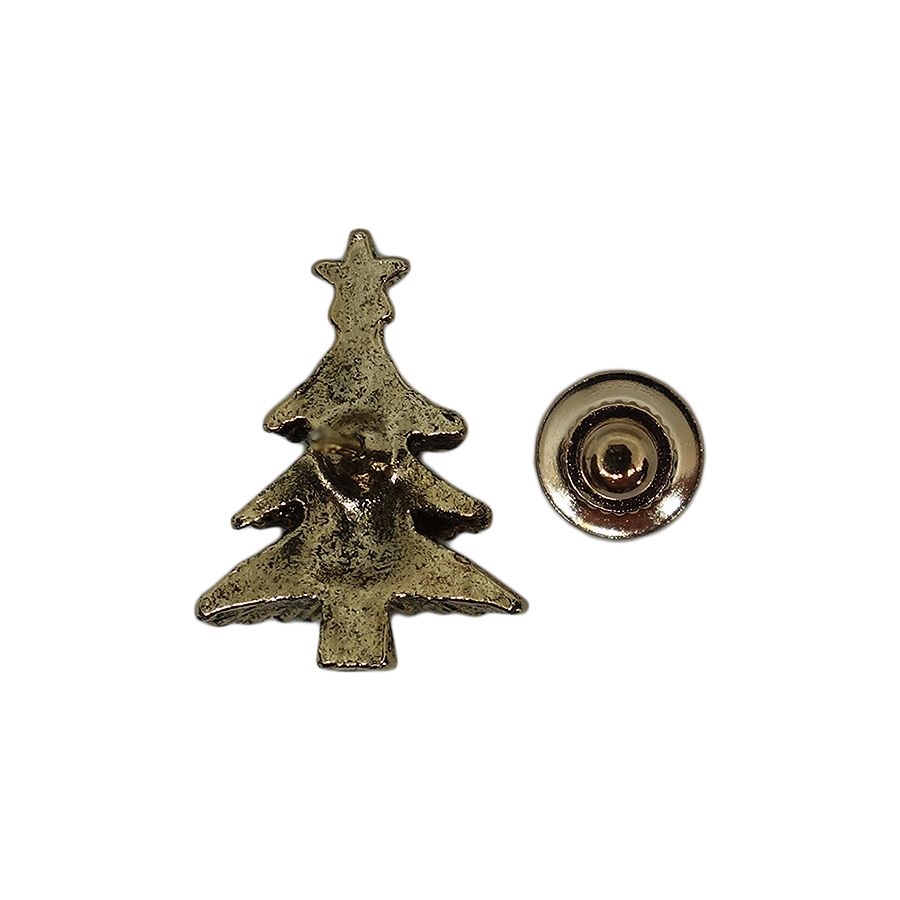 クリスマスツリー ピンズ 金色 留め具付き