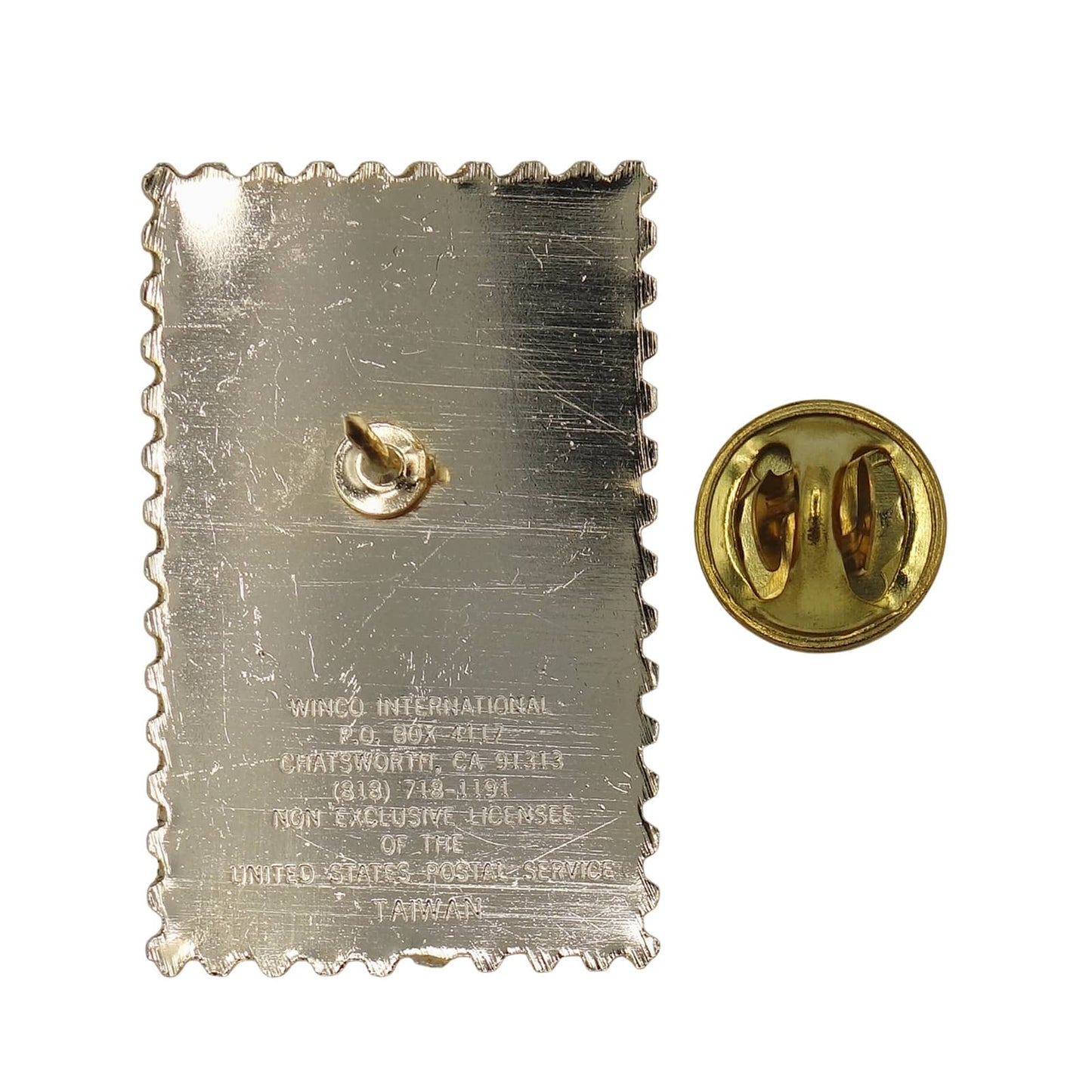 Georgia USA 20c チャイロツグミモドキと州花のチェロキーローズ 切手型 ピンズ