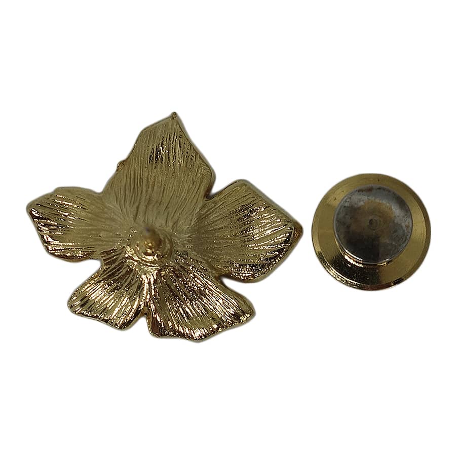 花 ピンズ 金色 ラインストーン 留め具付き