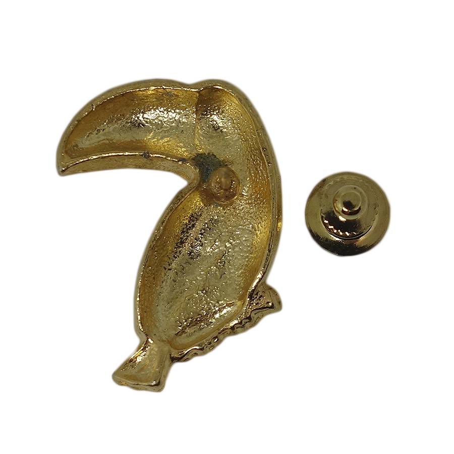 オオハシ 鳥 ピンズ 金色 留め具付き