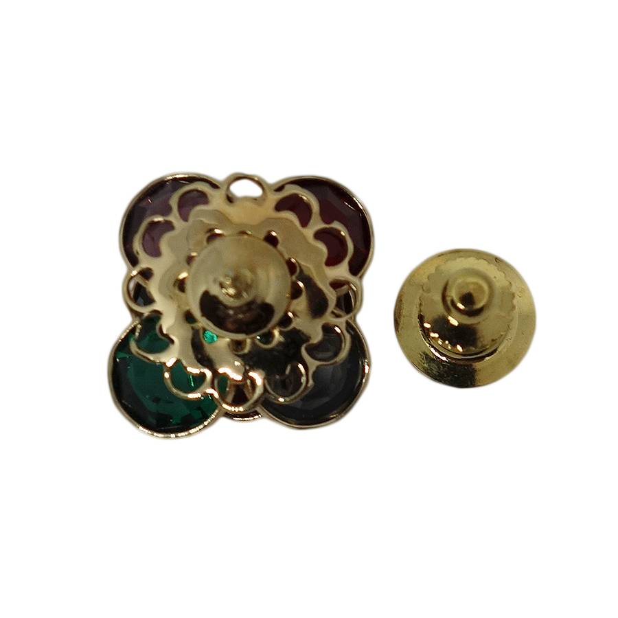 花 ラインストーン ピンズ 留め具付き