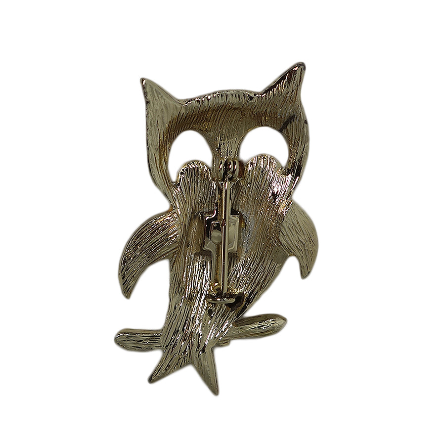 梟 ラインストーン ブローチ 鳥 フクロウ