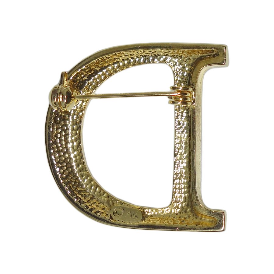 Anne Klein ビンテージ ブローチ 金色 アルファベット D ピンバッチ