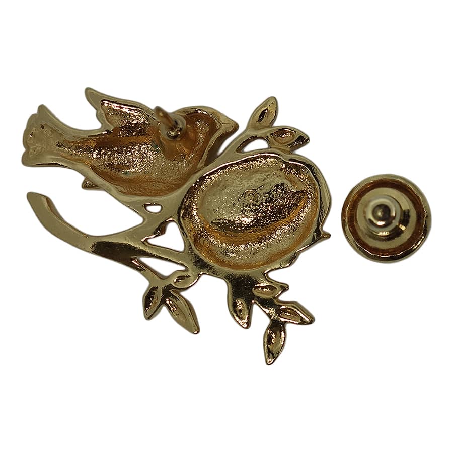 鳥 ピンズ 金色 留め具付き
