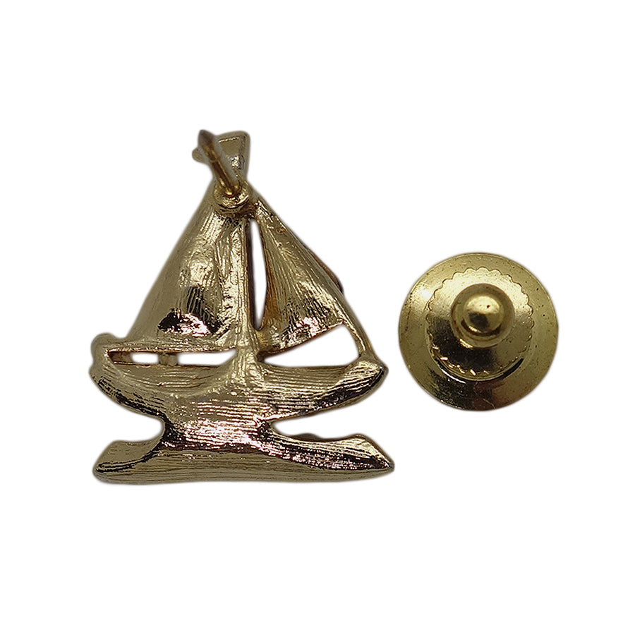 ヨット ピンズ 船 ラインストーン 赤帆 留め具付き