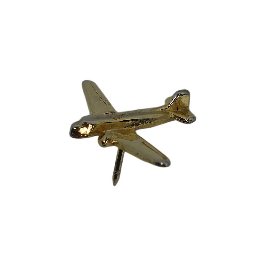 飛行機 ピンズ 留め具付き 金色