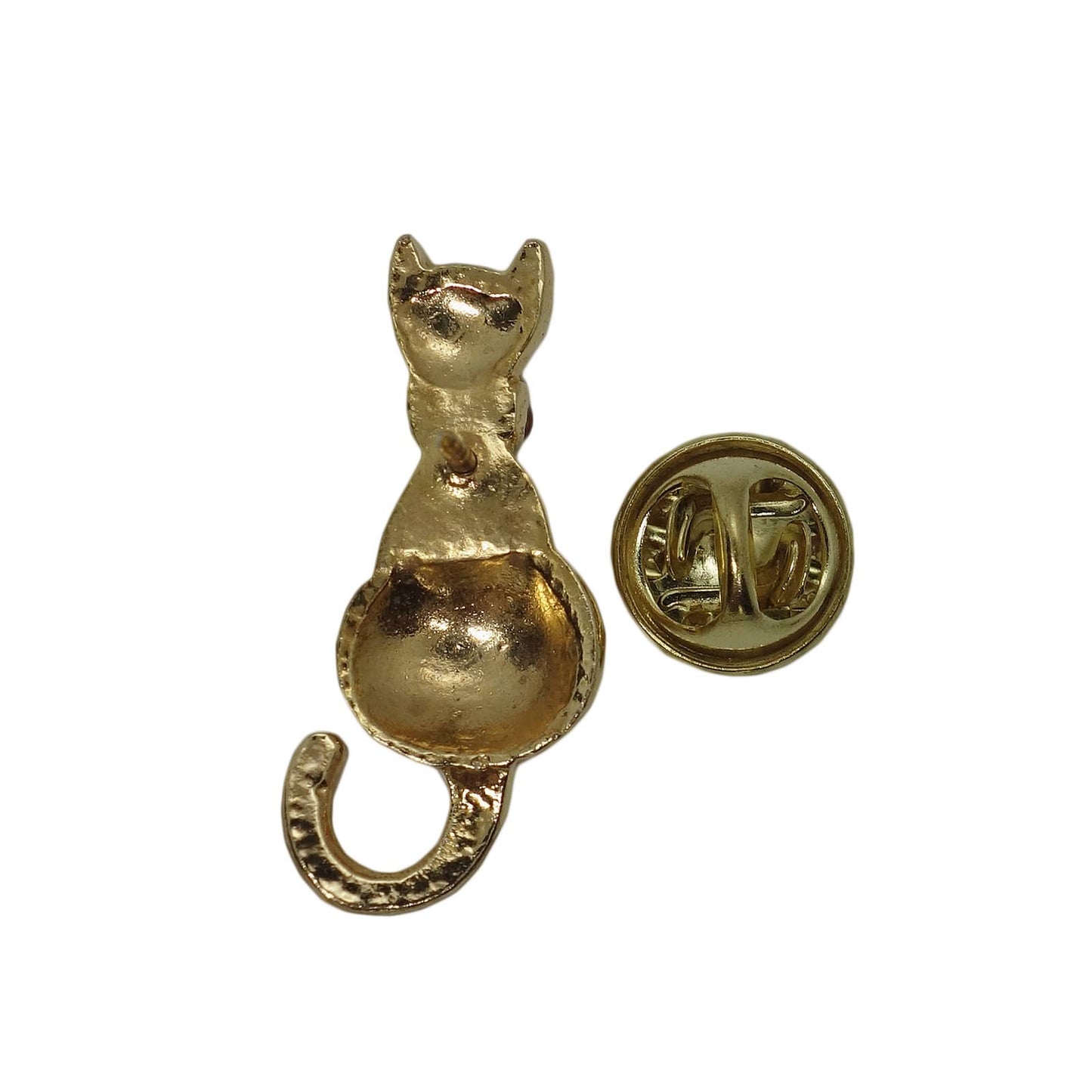 猫 ピンズ 金色 留め具付き
