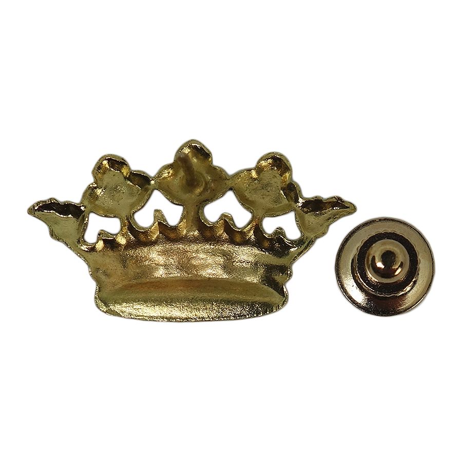 王冠 ピンズ クラウン 花の紋章 金色 留め具付き