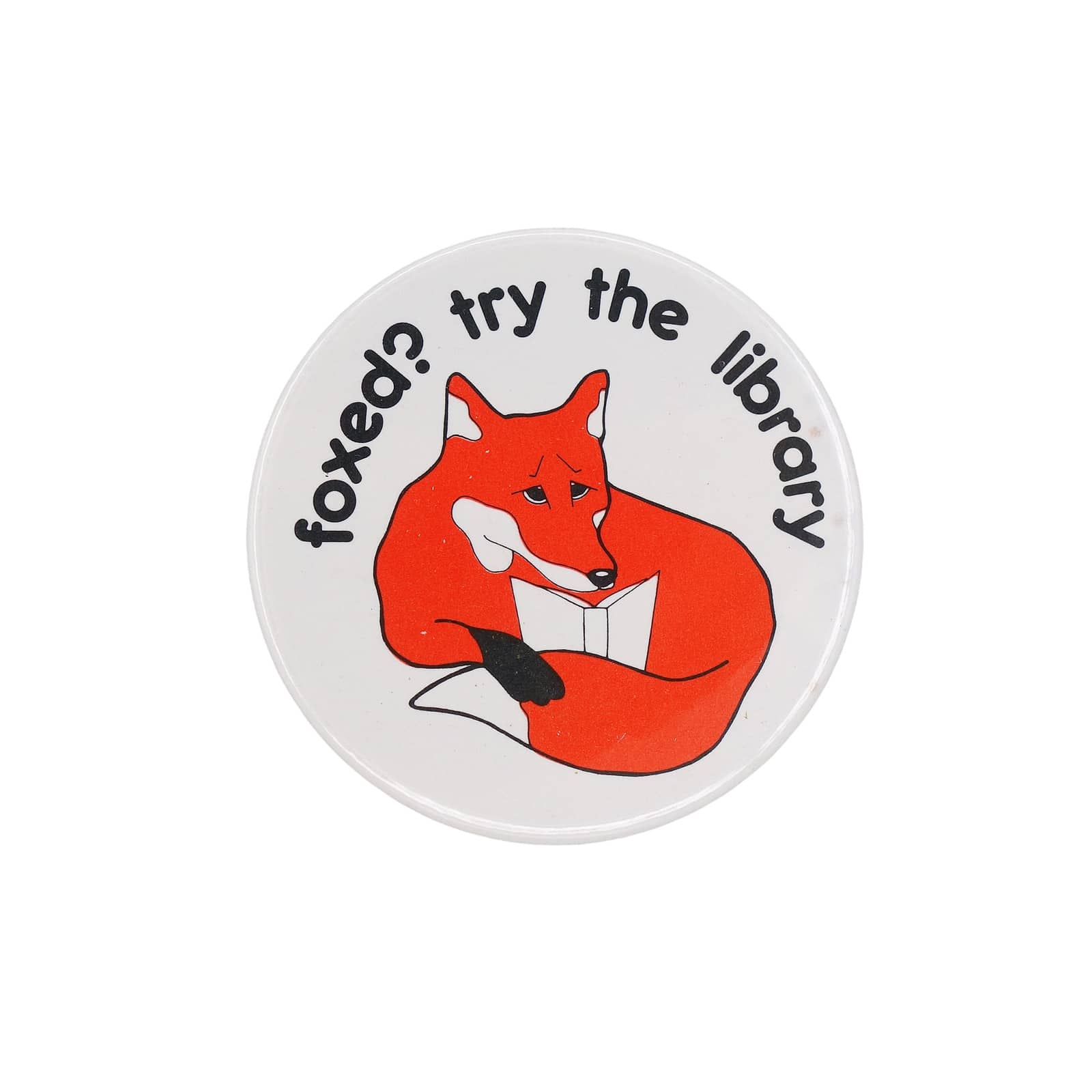 困った様子の キツネ ヴィンテージ 缶バッジ バッチ 動物 foxed? try