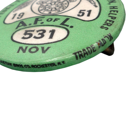 TEAMSTERS UNION 1951年 ビンテージ 缶バッジ バッチ