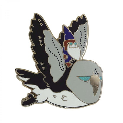 フクロウに乗ったノーム ピンズ OKTOTALLY & Becky Helms 留め具付き
