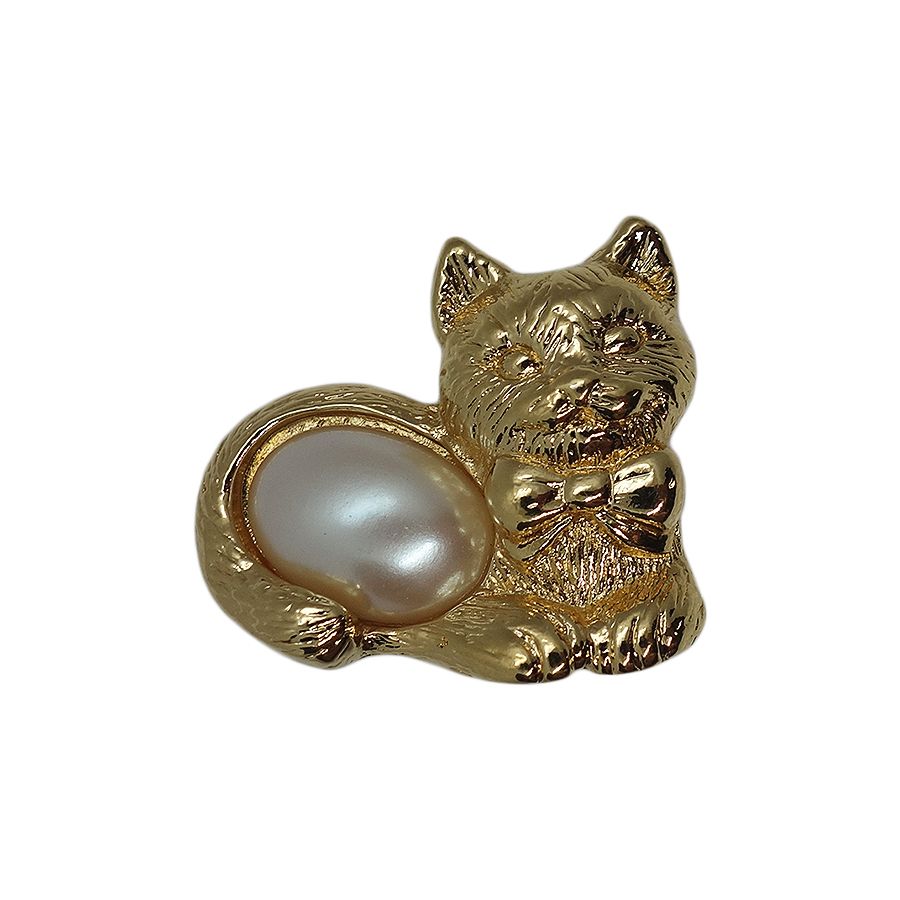 AVON 猫 ピンズ 金色 エイボン 留め具付き