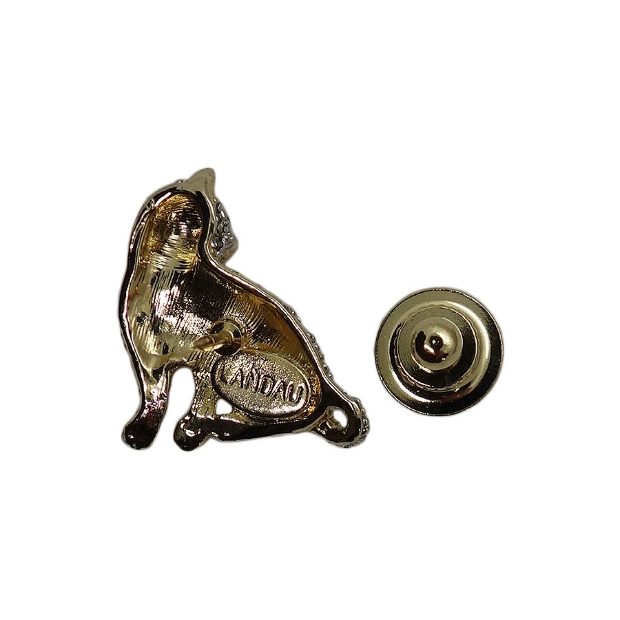 LANDAU　猫 ピンズ 動物 ラインストーン 留め具付き
