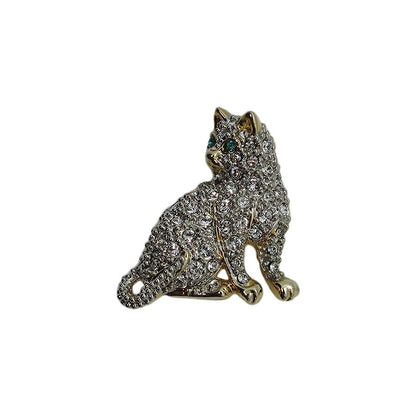 LANDAU　猫 ピンズ 動物 ラインストーン 留め具付き