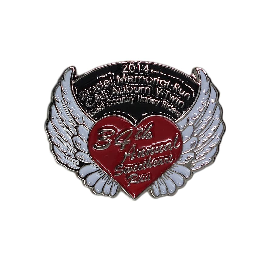 Memorial Run 2014 ピンズ 留め具付き ハートに翼