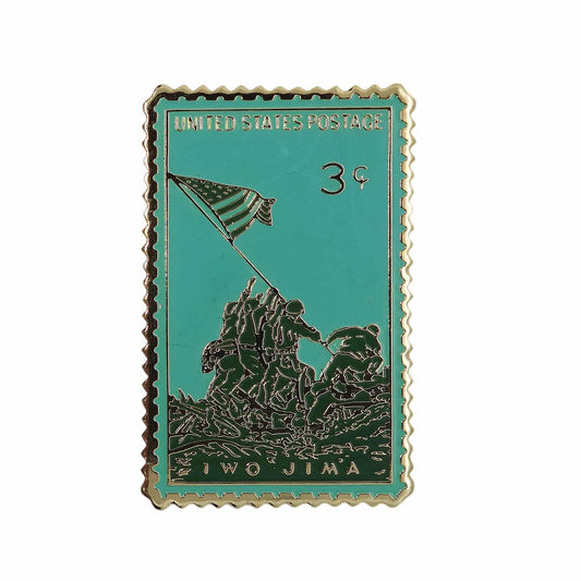 硫黄島 US 3c 切手型 ピンズ IWO JIMA 留め具付き