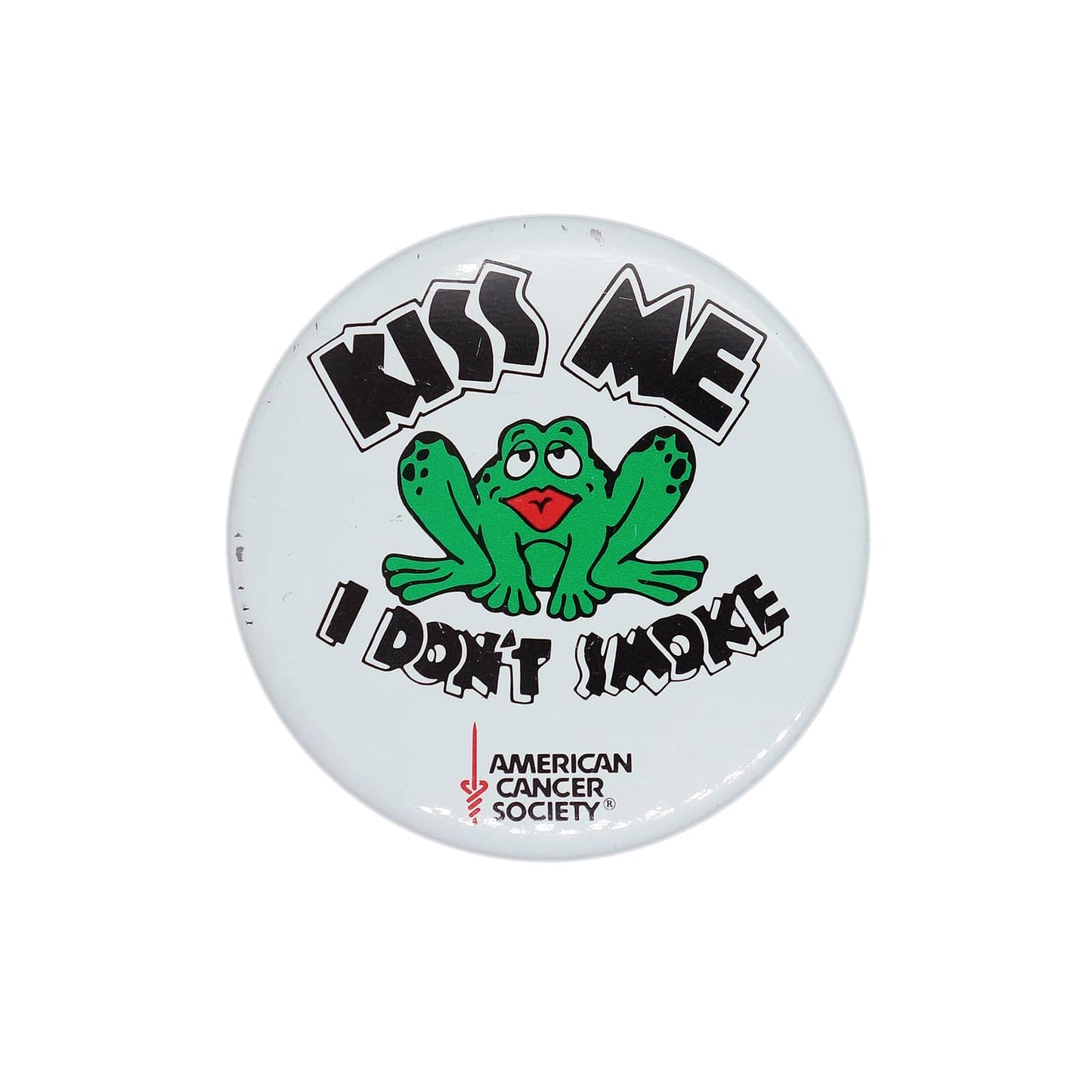 American Cancer Society 缶バッジ Kiss Me I Don't Smoke