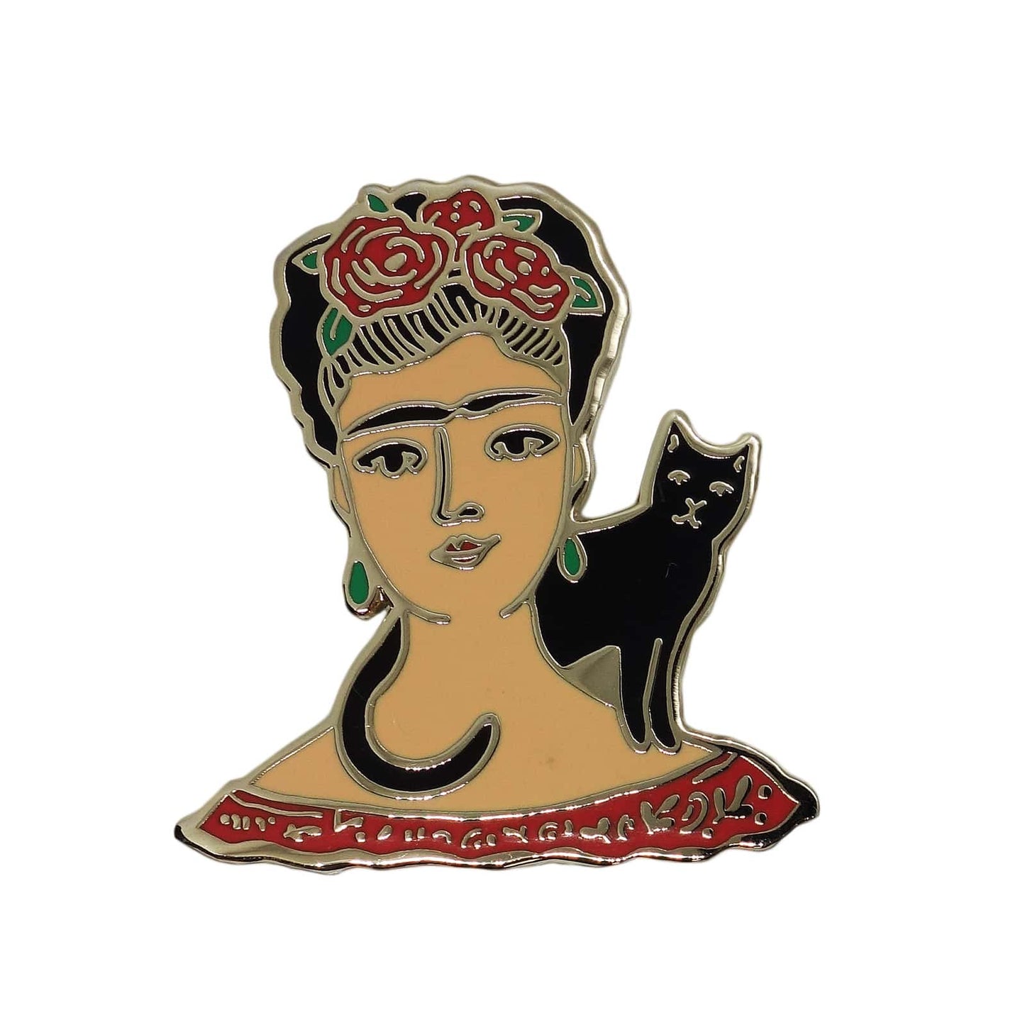 フリーダ・カーロ 黒猫 ピンズ 留め具付き