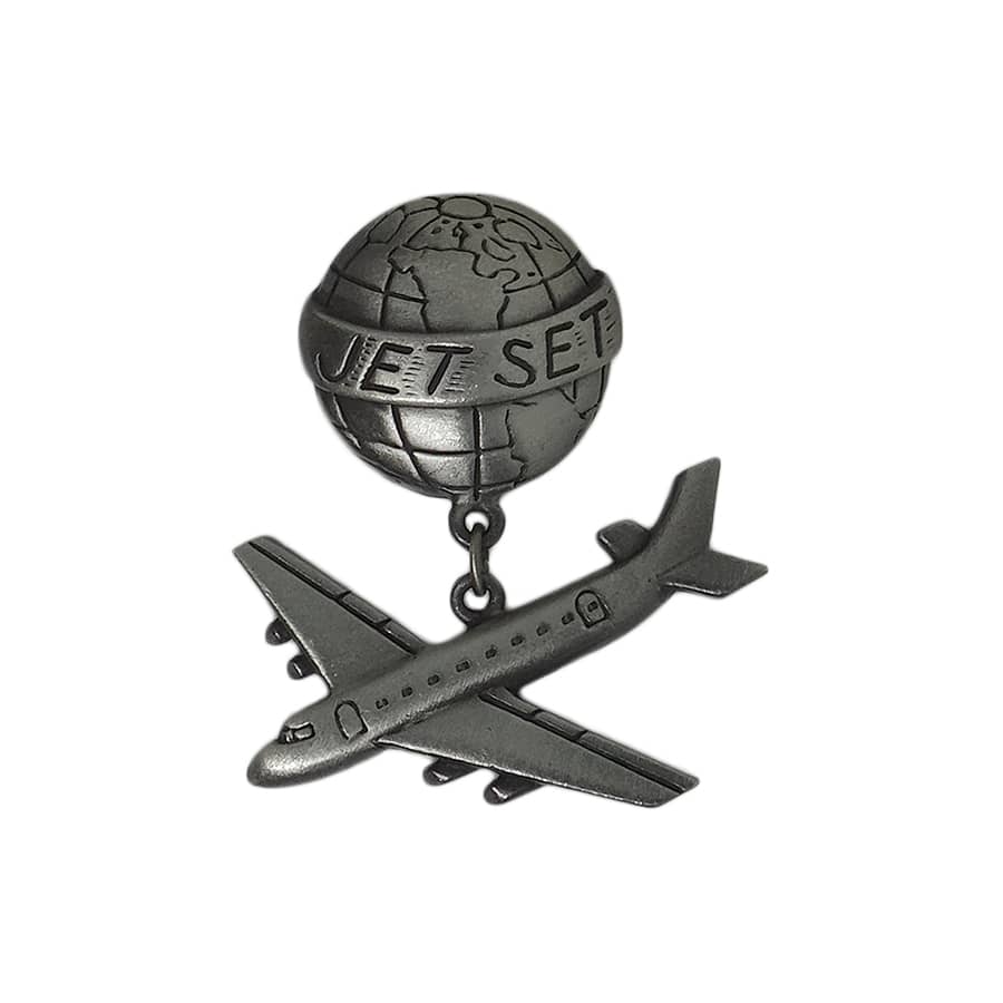 JET SET 地球と飛行機 ピンズ 留め具付き