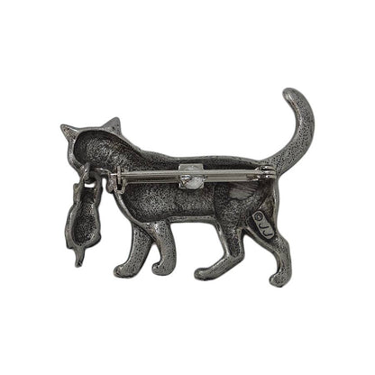 子猫を咥えた親猫 ブローチ JONETTE JEWELRY