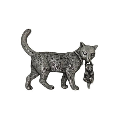 子猫を咥えた親猫 ブローチ JONETTE JEWELRY