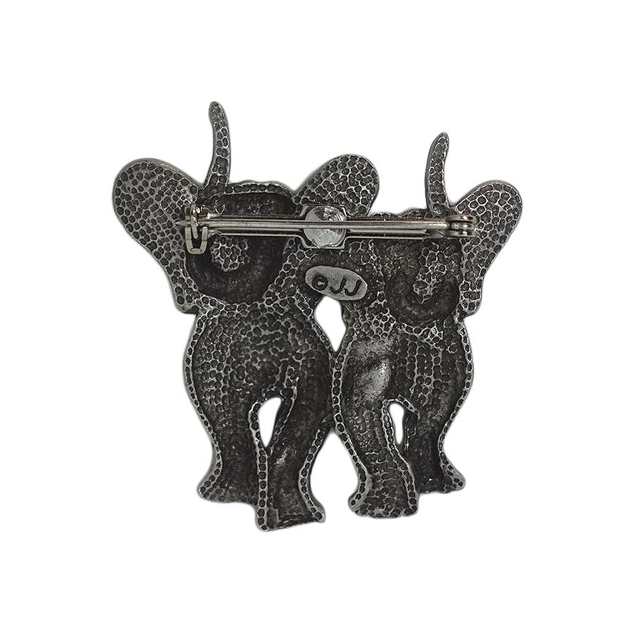 2頭の象 ブローチ JONETTE JEWELRY