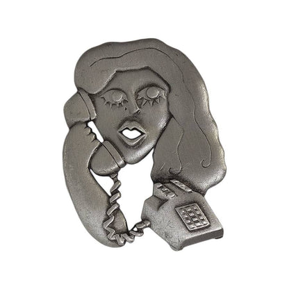 電話中の女性 ブローチ JONETTE JEWELRY