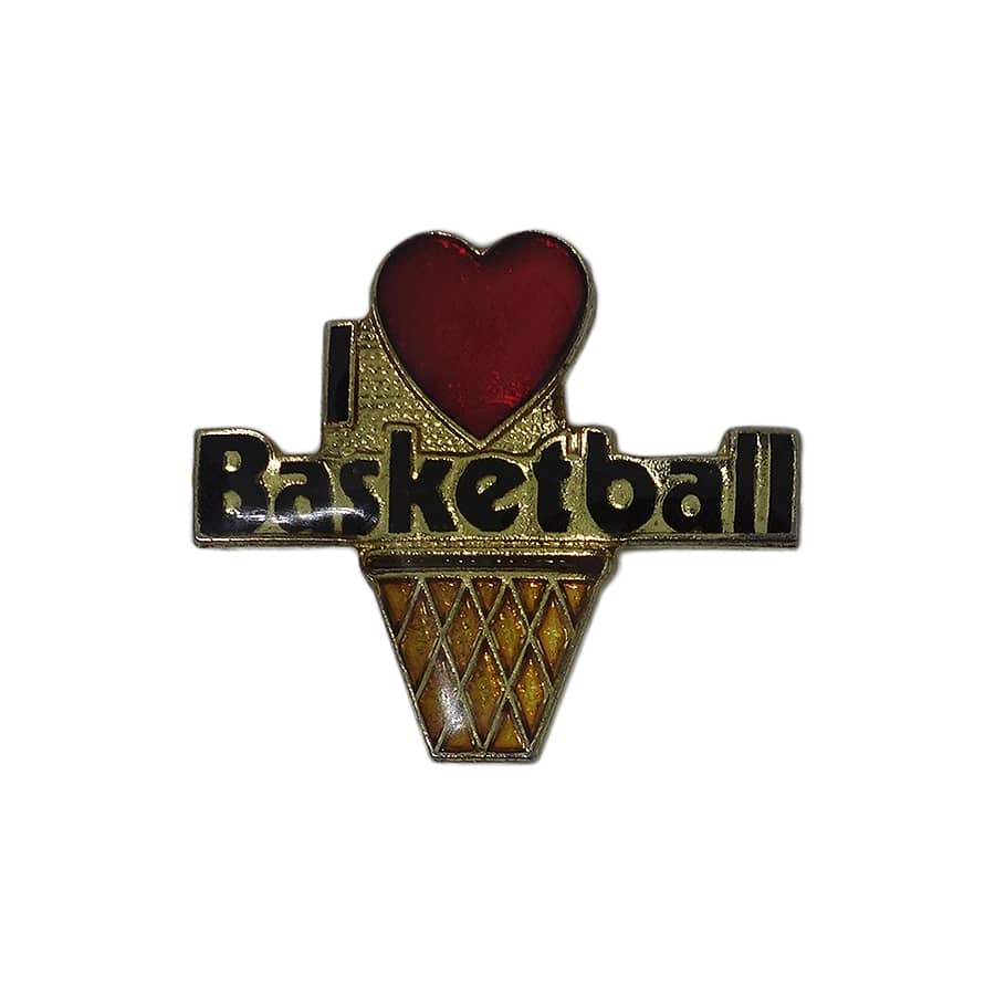 I Love Basketball ピンズ バスケットボール ハート 留め具付き
