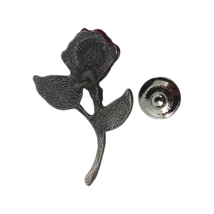 一輪の薔薇 ピンズ 花 留め具付き