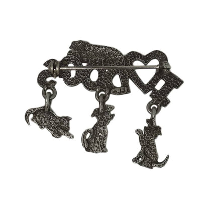 JJ 犬 I LOVE DOGS ビンテージ ブローチ JONETTE JEWELRY