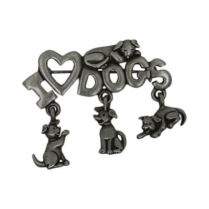 JJ 犬 I LOVE DOGS ビンテージ ブローチ JONETTE JEWELRY