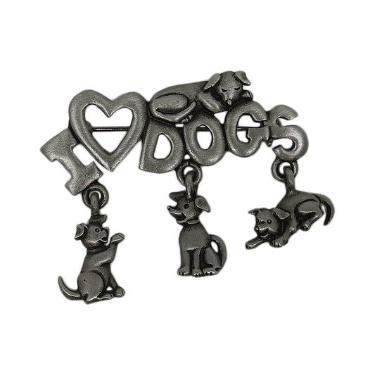 JJ 犬 I LOVE DOGS ビンテージ ブローチ JONETTE JEWELRY