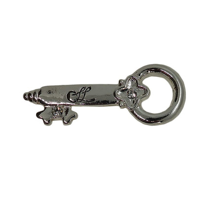 鍵 ピンズ 銀色 ラインストーン 留め具付き