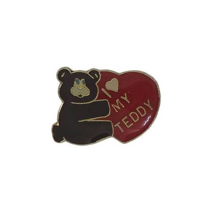 I LOVE MY TEDDY ピンズ テディベア 留め具付き