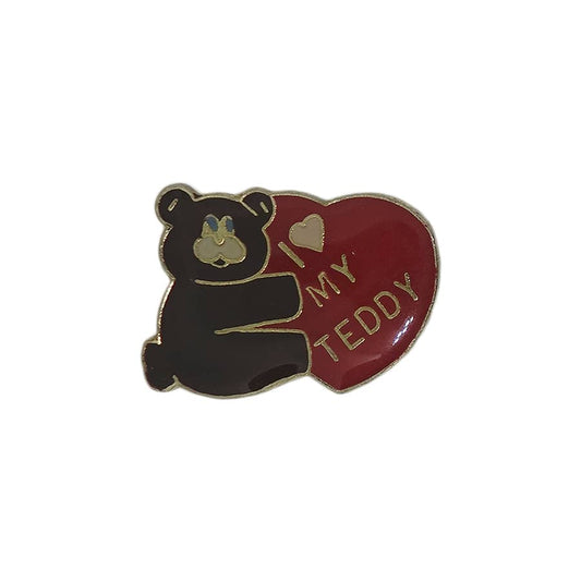 I LOVE MY TEDDY ピンズ テディベア 留め具付き