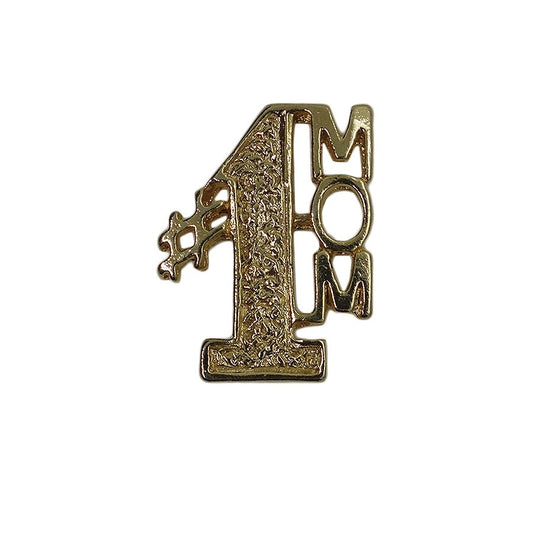 #1 MOM ピンズ 金色　数字 留め具付き