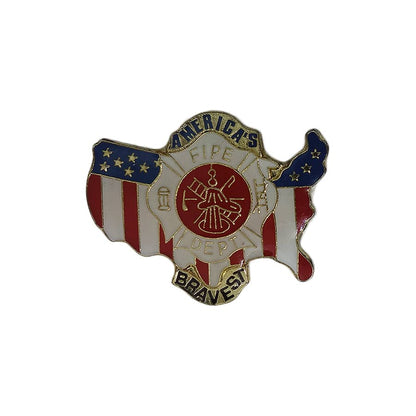 消防 AMERICA'S BRAVEST ピンズ FIRE DEPT 留め具付き