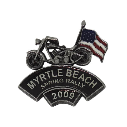 MYRTLE BEACH SPRING RALLY 2009 バイカー ピンズ 星条旗 留め具付き