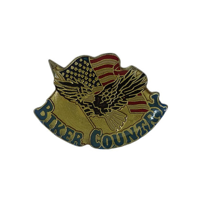BIKER COUNTRY バイカー ピンズ 星条旗 イーグル 留め具付き