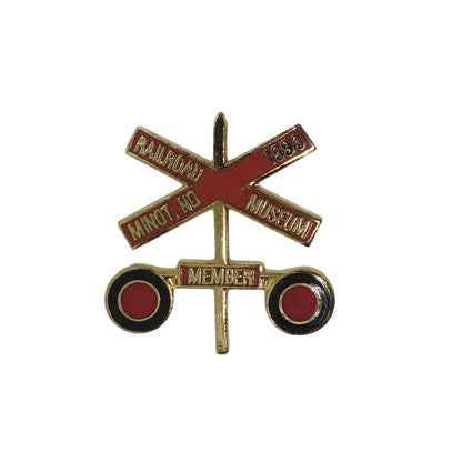 RAILROAD MUSEUM ピンズ レイルロードサイン 留め具付き 踏切信号
