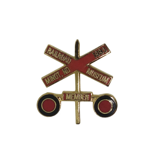 RAILROAD MUSEUM ピンズ レイルロードサイン 留め具付き 踏切信号