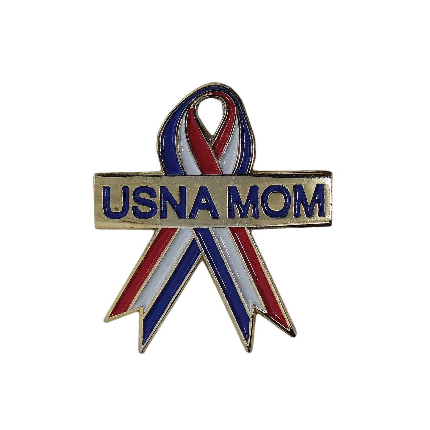 USNA MOM ピンズ トリコロールリボン 留め具付き