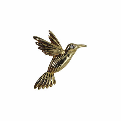 ハチドリ 鳥 ピンズ 金色 ハミングバード  留め具付き