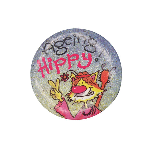 Ageing! Hippy 缶バッジ バッチ ファンキーな猫