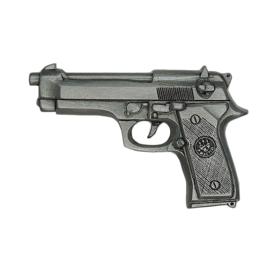 ピストル ピンズ Beretta 92 鉄砲 拳銃 ピューター 留め具付き