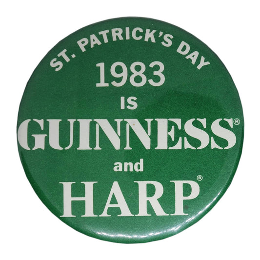 1983 IS GUINNESS and HARP 缶バッジ ST. PATRICK'S DAY