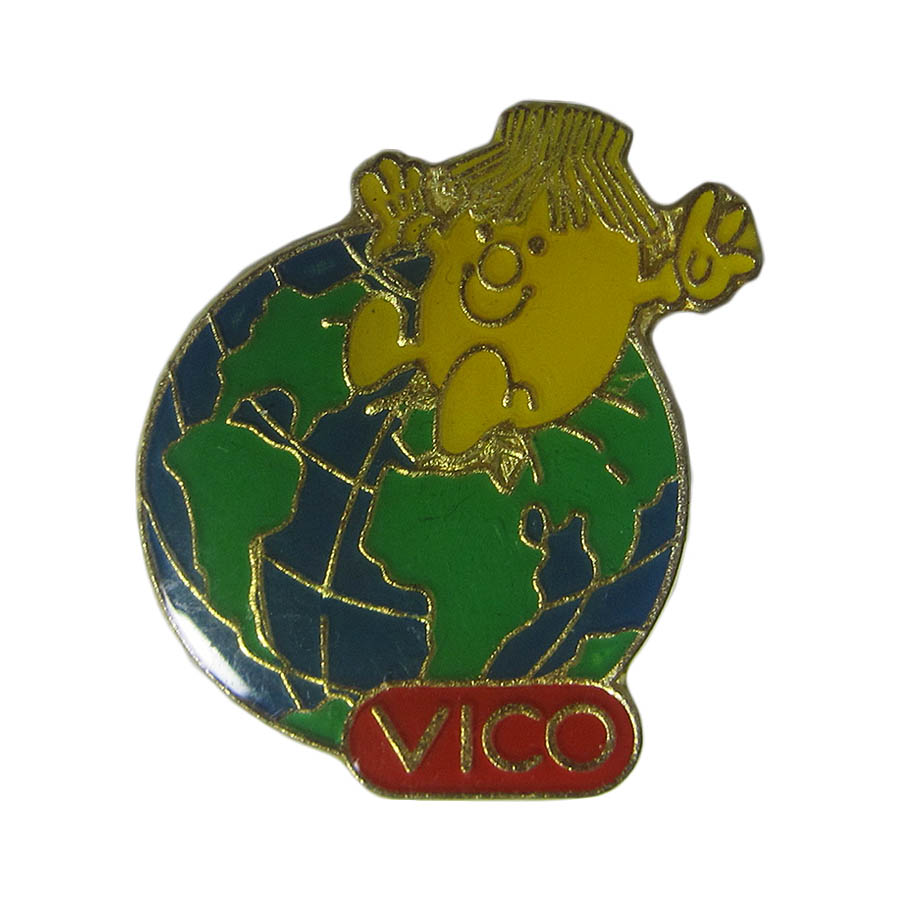 ピンズ VICO ポテトチップス キャラ 地球 留め具付き フランス レトロ ピンバッジ