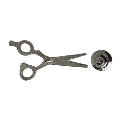 ハサミ ピンズ 銀色 留め具付き