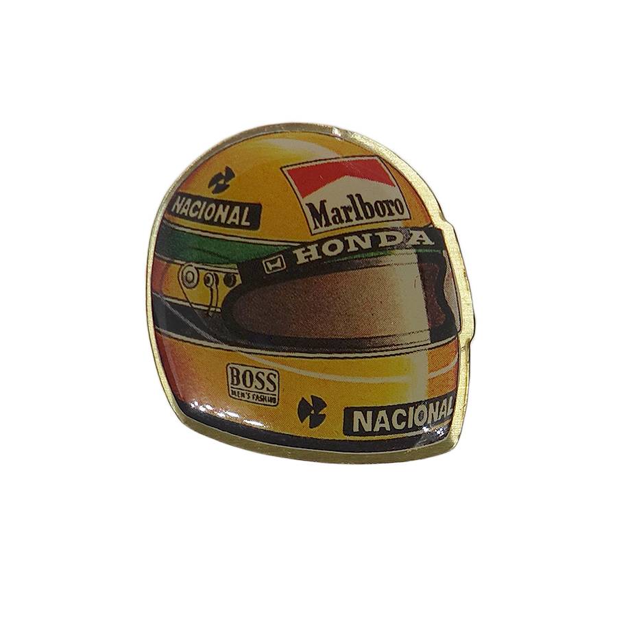 F1 ヘルメット型 ピンズ HONDA × Marlboro アイルトン・セナ 留め具付き