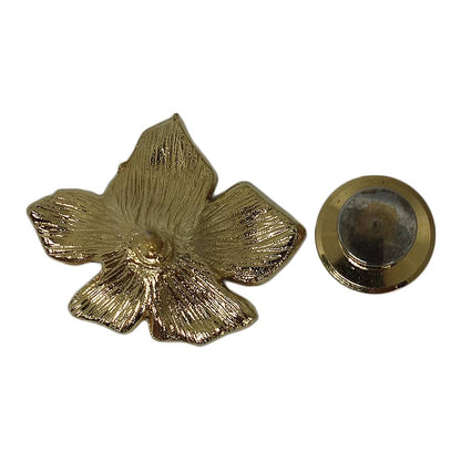花 ピンズ 金色 ラインストーン 留め具付き